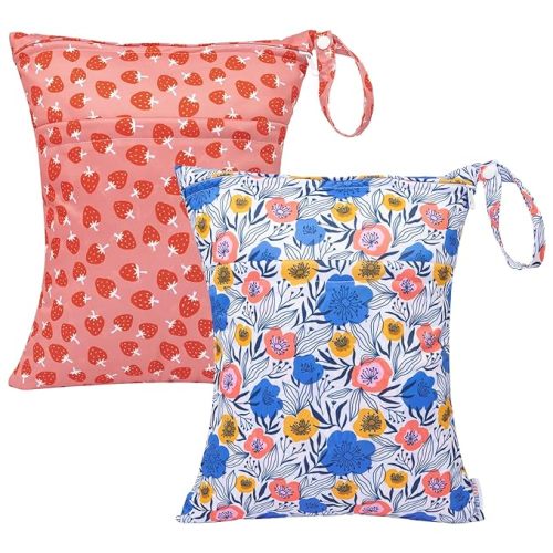 ALVABABY Cloth Diaper Wet Dry Bags (Strawberry & Flowers)