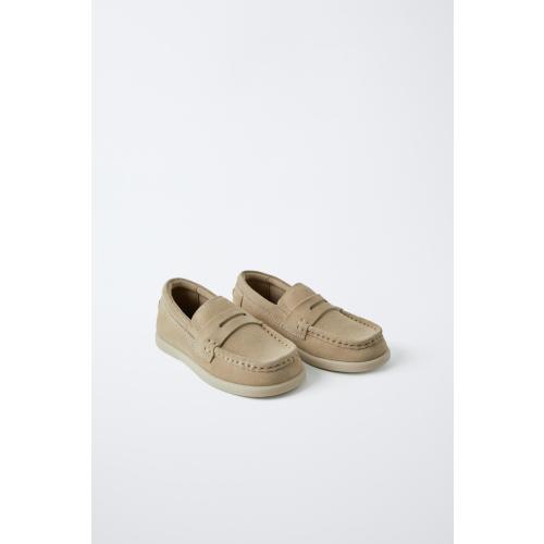 LEATHER SADDLE LOAFERS - Sandy Brown | ZARA United States