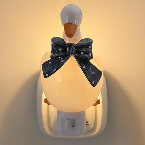 Goose Bow Shaped Resin Night Light Plug in Dusk to Dawn Decorative Night Lights for Indoor Bedroom, Bathroom Hallway