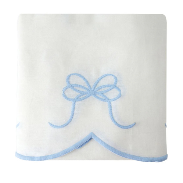 Bow Scalloped Crib Skirt in Soft Blue | Caitlin Wilson