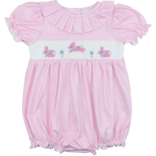 Pink Knit Gingham Smocked Bunnies Bubble – Cecil & Lou
