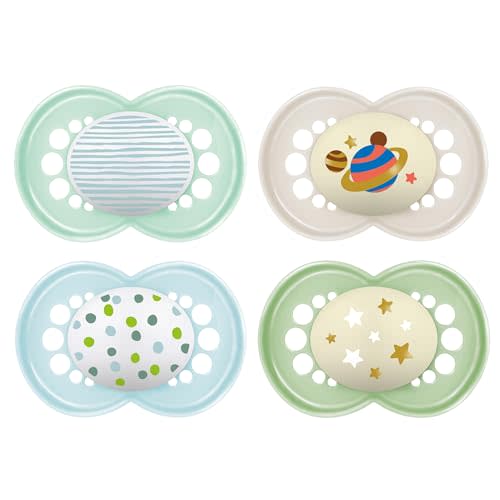 MAM Night Pacifiers (2 Count), MAM Pacifiers 6+ Months, Best Pacifier for Breastfed Babies & Original Baby Pacifier, Nipple Shape Helps Promote Healthy Oral Development, Sterilizer Case