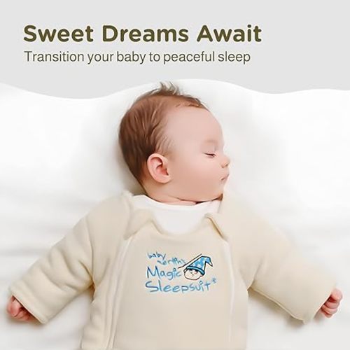Baby Merlin's Magic Sleepsuit Transition Product - 3-6 Months Swaddle Transition Sleepsuit - Soft Cotton Material with Double Zipper for Easy Diaper Changes - Promotes Safe Sleep for Babies - Blue