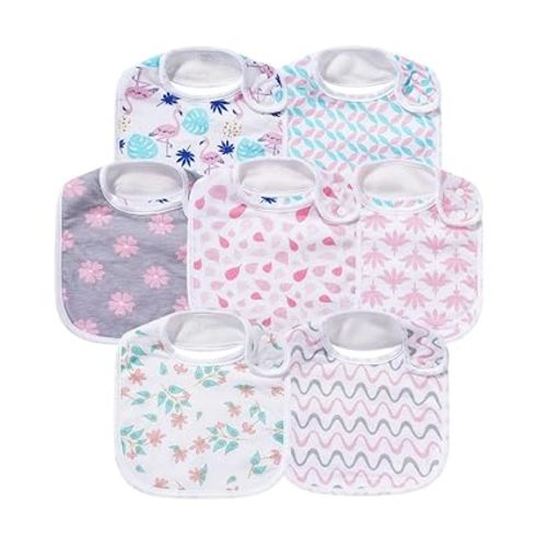 7 Pack Baby Cotton Absorbent Bibs for Drooling Teething