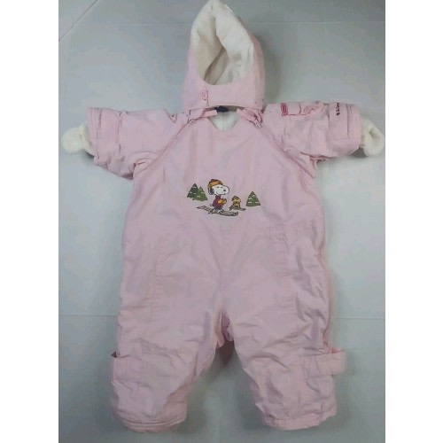 Infant Girls SNOOPY & Woodstock Pink Ski Bunting Snowsuit 2-4m 0-3 Month H&M