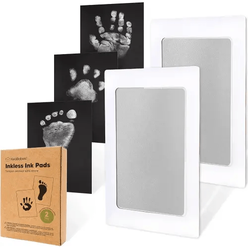 2-Pack Inkless Hand and Footprint Kit - Ink Pad for Baby Hand and Footprints - Dog Paw Print Kit,Dog Nose Print Kit - Baby Footprint Kit, Clean Touch Baby Foot Printing Kit, Handprint Kit (Silver)