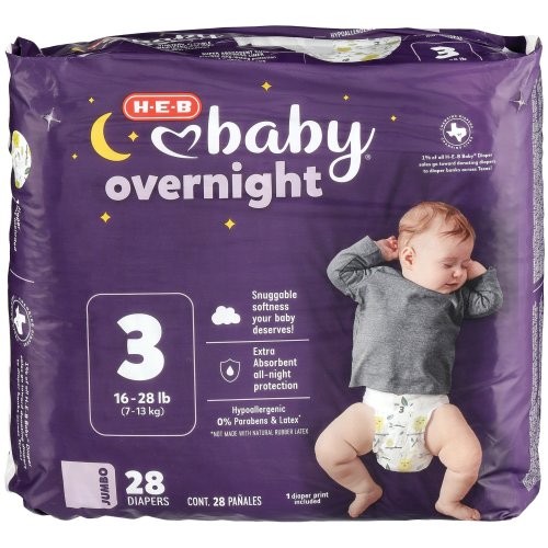H-E-B Baby Jumbo Overnight Diapers – Size 3