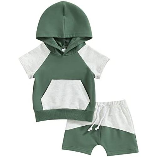 Kayotuas Toddler Baby Boy Summer Clothes Cute Short Sleeve Hooded Tshirt Top and Casual Shorts Set Infant 2 Piece Outfits