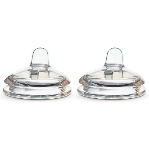 Sippy Spout Nipples for Comotomo Baby Bottles, 2-Count, Food Grade Silicone, Soft Spout, Spill-Proof, Transition Nipples, Converts Baby Bottle to Sippy Cup, BPA Free, 4+ Months (Variable Flow)