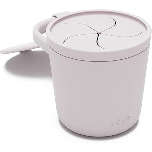 Lalo Snack Cup - Mess-Free Silicone Snack Cups for Toddlers & Babies with Detachable Lid, BPA-Free Baby Snack Containers, Fits Most Stroller & Car Seat Cup Holders, Dishwasher Safe, Lavender