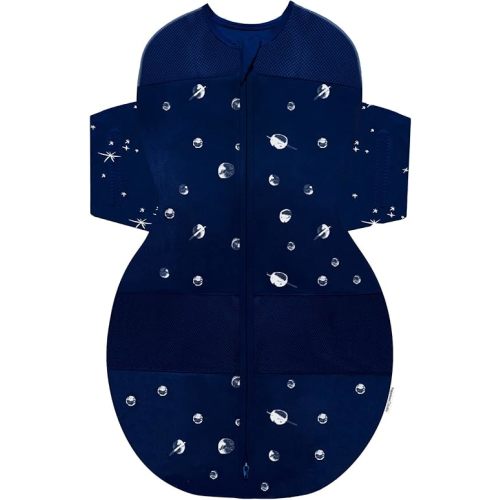 Happiest Baby SNOO Sleep Sack - 100% Organic Cotton Baby Swaddle Blanket - Doctor Designed Promotes Healthy Hip Development (Midnight Planets, Medium)