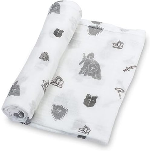 LollyBanks Baby Blanket, 100% Cotton Cozy Muslin Swaddle Blankets for Boys, Large 47 x 47 Inches Newborn Blanket, Soft and Breathable Receiving Blankets, Baby Essentials, Registry (Armor Print)