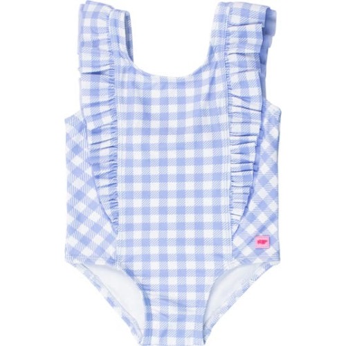 Periwinkle Blue Gingham One-Piece Swimsuit, 3-6M