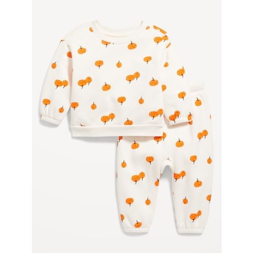 Printed Crew-Neck Sweatshirt and Sweatpants Set for Baby