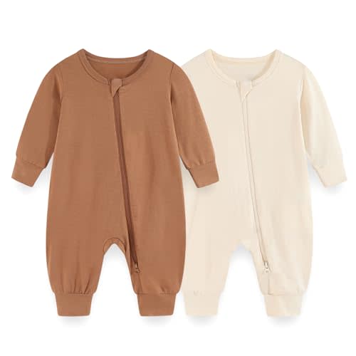 JELYLOVE Unisex Rayon Made from Bamboo Zipper Baby Boy Girl Rompers 2 Pcak Long Sleeve Infants Jumpsuits New Born Clothes
