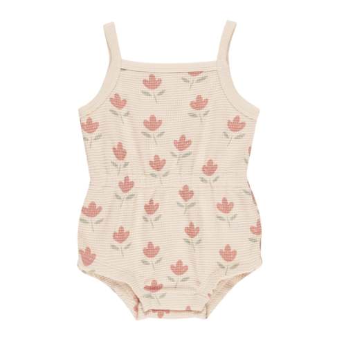 Quincy Mae - Organic Waffle Cinch Romper - Tulips
