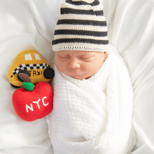 Estella Organic Cotton Handmade Baby Rattle - Apple