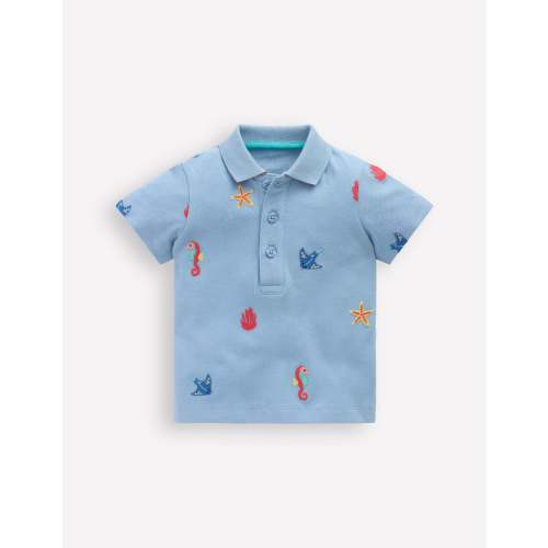 Embroidered Polo-Glacier Blue
