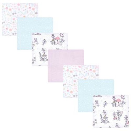 Little Treasure Hudson Baby Girls Cotton Poly Flannel Receiving Blankets Multipack, Purple Garden Fairies, 30x30 Inches