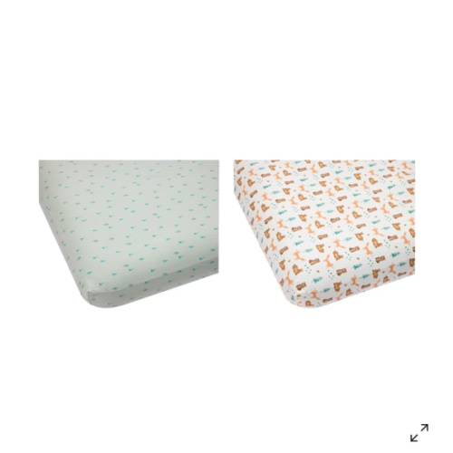 2 Pack Organic Cotton Fitted Cot Sheets - Woodland and Spring