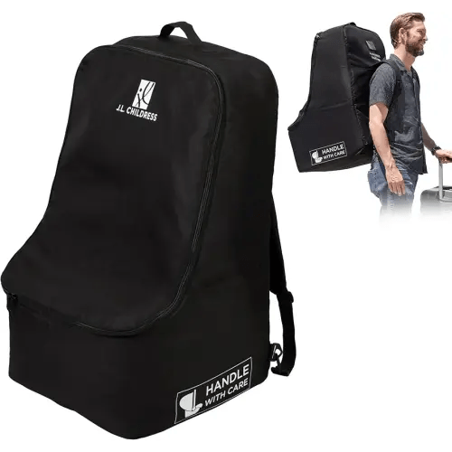 J.L. Childress Ultimate Backpack Padded Car Seat Travel Bag - Durable, Secure, Universal Airport Bag, Black,18.6x12x7.3 Inch (Pack of 1),2100