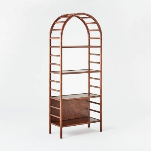 72" Holladay Curved Wooden Bookcase Brown - Threshold™ Designed With Studio Mcgee: 4-shelf Arched, Metal Hardware