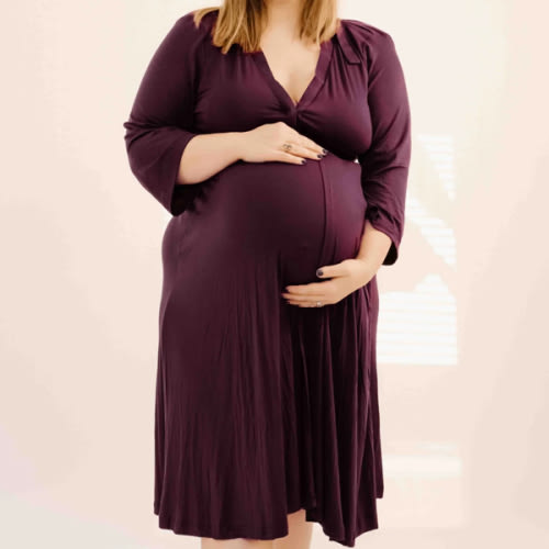 Lila Labor & Postpartum Gown in Plum