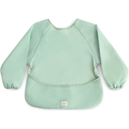 mushie Long Sleeve Baby Bib | Mess Free & Waterproof Fabric for Toddlers | Adjustable Fit for Ages 6-24 Months