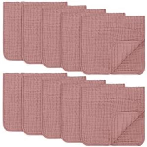 Amazon.com : Comfy Cubs Muslin Burp Cloths Large 100% Cotton Hand Washcloths for Babies, Baby Essentials 6 Layers Extra Absorbent and Soft Boys & Girls Baby Rags for Newborn Registry (Mauve, 10-Pack, 20" X10") : Baby