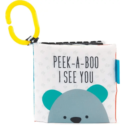 Sassy Peek-a-Boo Activity Book with Attachable Link for On-The-Go Travel, Sensory Play, Black & White, Ages 0+ Months