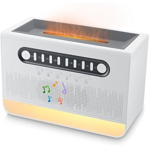 Humidifier with White Noise,Rain Sound Machine with Speaker for Sleeping & Yoga - Colorful Flame Diffuser and Night Light with Timer for Baby Nursery, Auto-off, 8 Nature Sounds, 200Ml