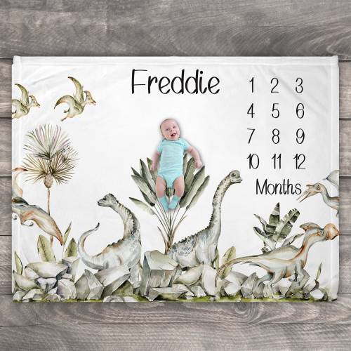 Dinosaur Milestone Blanket For Boy, Dino Baby Shower Gift, Dinosaur Nursery Decor, Growth Chart For Baby, Excepting Mom Gift, Tracking