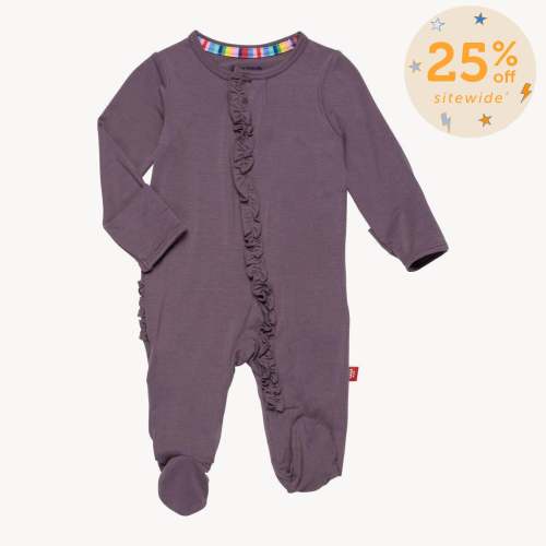 eggplant modal magnetic parent favorite footie with ruffles – 3-6 months