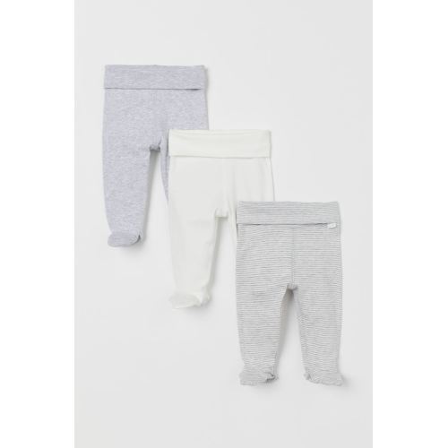 3-pack Leggings, White/gray striped