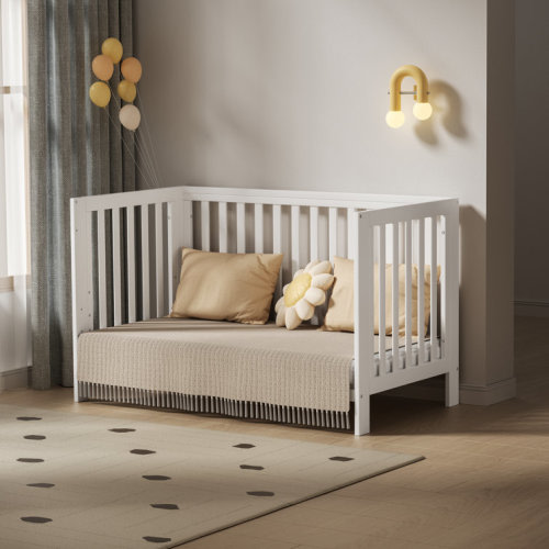 11-In-1 Convertible Mini Cradle to Full Size Crib With Removable Wheels