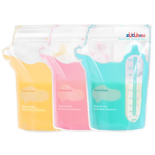 ZÜCÜBéBé Breastmilk Storage Bags(180 Count)，8oz Milk Storage Bags for Breastfeeding，BPA Free with Easy Pour Spout, Self Standing, for Refrigeration and Freezing