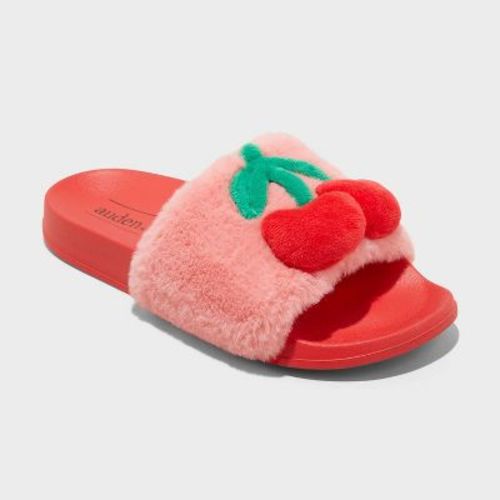Women's Cherry Slides - Auden™ Coral Pink S: Slip-on Backless Slippers, Open Toe, Medium Width