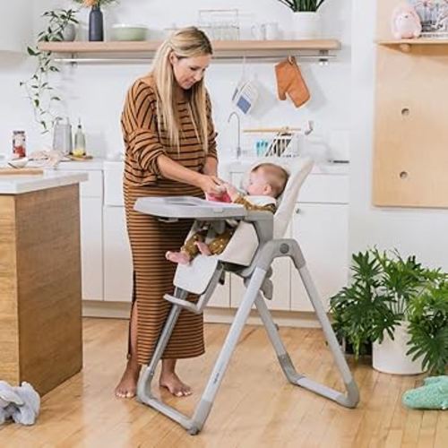 Inglesina My time Highchair, Butter - Adjustable High Chair for Babies & Toddlers, 4 Height & 3 Recline Settings, Collapsible, Tool-Free Assembly, BPA Free, Removable Tray for Easy Cleaning