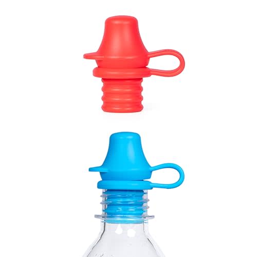 Kiddikap Original Water Bottle Topper for Toddlers – 100% Silicone Sippy Top Spout with Protective Cap makes the Bottle Top a Spill Proof Lid for Kids and Adults - 2 Pack - Original