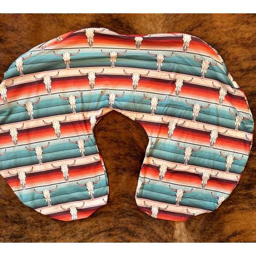 Serape cowskull baby boppy pillow cover