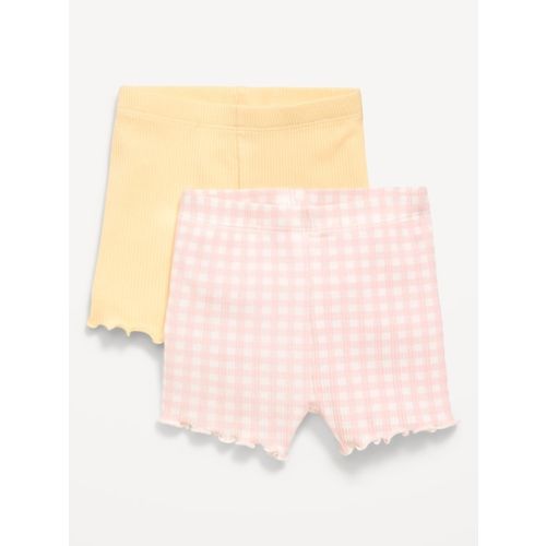 Ribbed Lettuce-Edge Biker Shorts 2-Pack for Baby