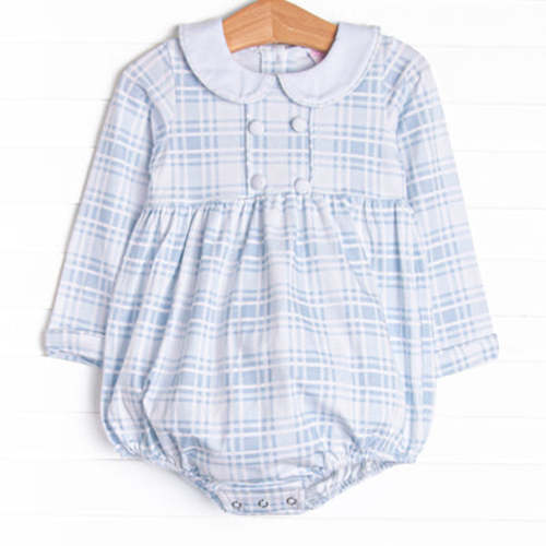 3 month-Properly Plaid Bubble, Blue – Stitchy Fish