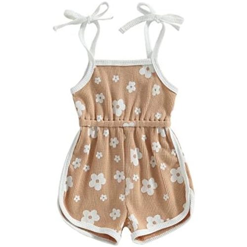 WZTYYDS Toddler Baby Girl Summer Clothes Floral Romper Tie-Up Strap Halter Jumpsuit Infant Summer Sling Playsuit 6M-3T