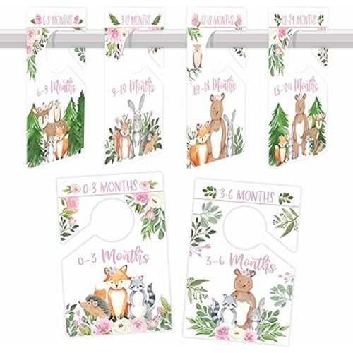 Hadley Designs 6 Baby Closet Size Dividers Baby Girl-Woodland Baby Closet Dividers By Month, Baby Closet Organizer For Nursery Organization, Essentials For Newborn Baby Girl