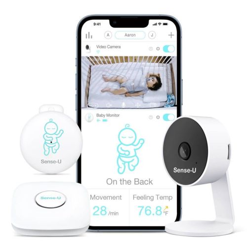 Sense-u Smart Baby Monitor 3 + Video Monitor - Tracks Child's Body Movement, Rollover & Temperature
