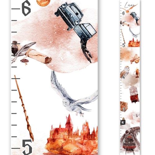 Wizard Growth Chart Personalized Magical Nursery Decor Potter Nursery Fantasy Nursery Childrens Room Magical Kids Room Owl Baby Room Decor