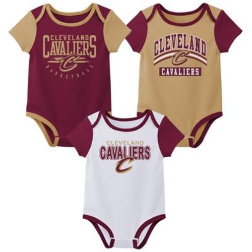 Nba Cleveland Cavaliers Boys' 3pk Bodysuit Set - 0-3m