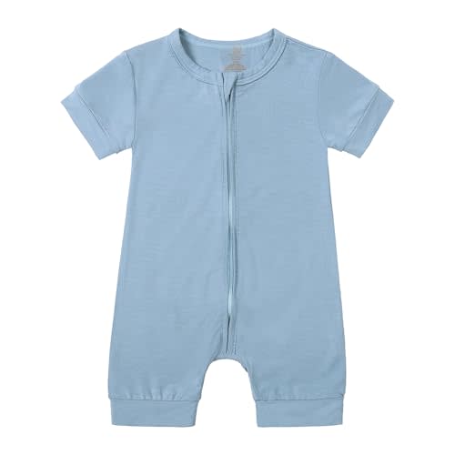MYGBCPJS Toddler Boys Girls Short Sleeve Bamboo Rayon Pajamas Zip Up Romper Infant Baby Zipper Jumpsuit Bodysuit Sleepers