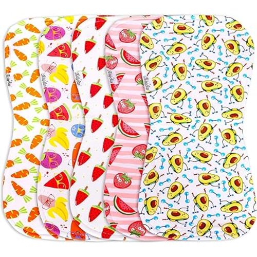 Premium Quality Organic Cotton 5 Pack Baby Burp Cloths – 3 Layer, Large, Ultra Soft & Absorbent Burping Rags for Newborn Babies