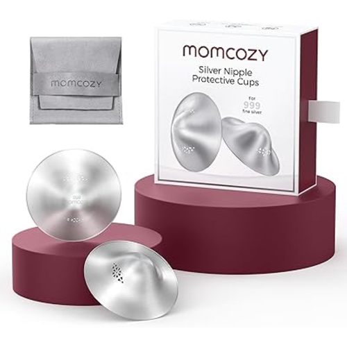 Momcozy 999 Silver Nursing Cups Original Perforated Breathable Design, 999 Silver Nipple Cover for Breastfeeding Essential, Silver Nipple Shield for Nursing Newborn, Metal Nipple Shields, Regular Size